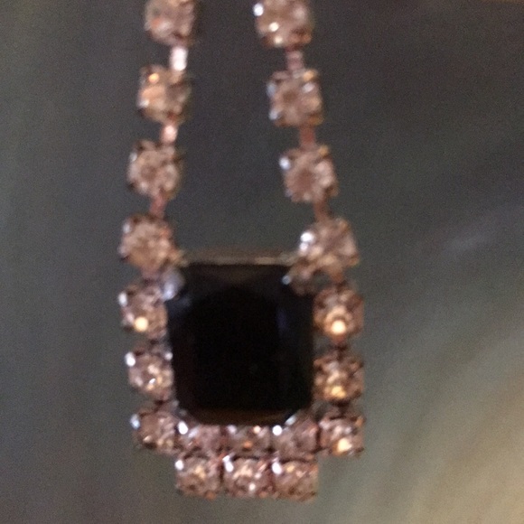 Vintage Rhinestone Dangle Earrings Clip On - Picture 4 of 7